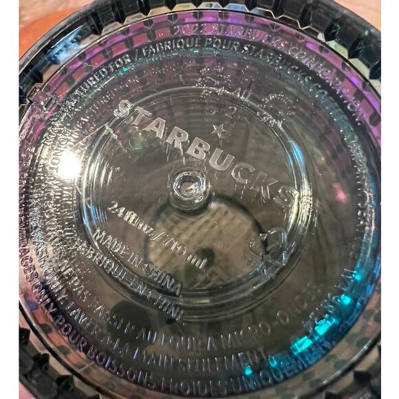 Starbucks 2022 RAINFOREST Green Iridescent Grid Cold Cup Tumbler Venti24oz Drink - Picture 7 of 9